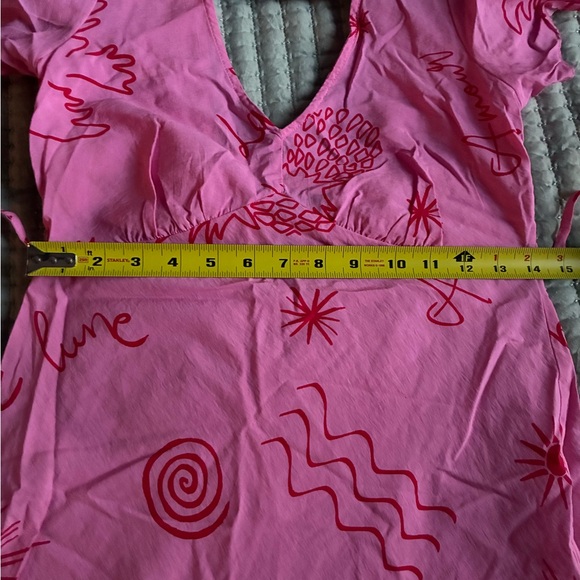 Pink Patterned Women's Summer Dress - Picture 4 of 5